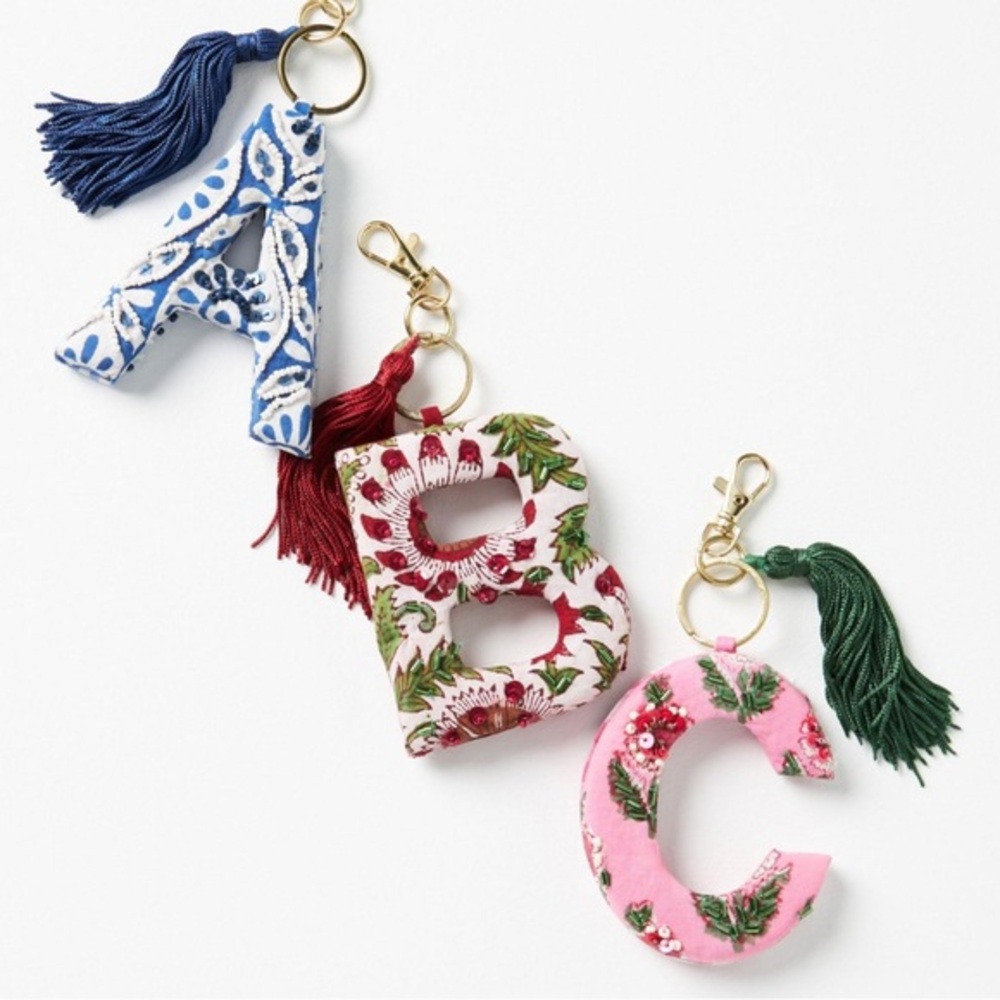New! Monogram A Embroidered Keychain